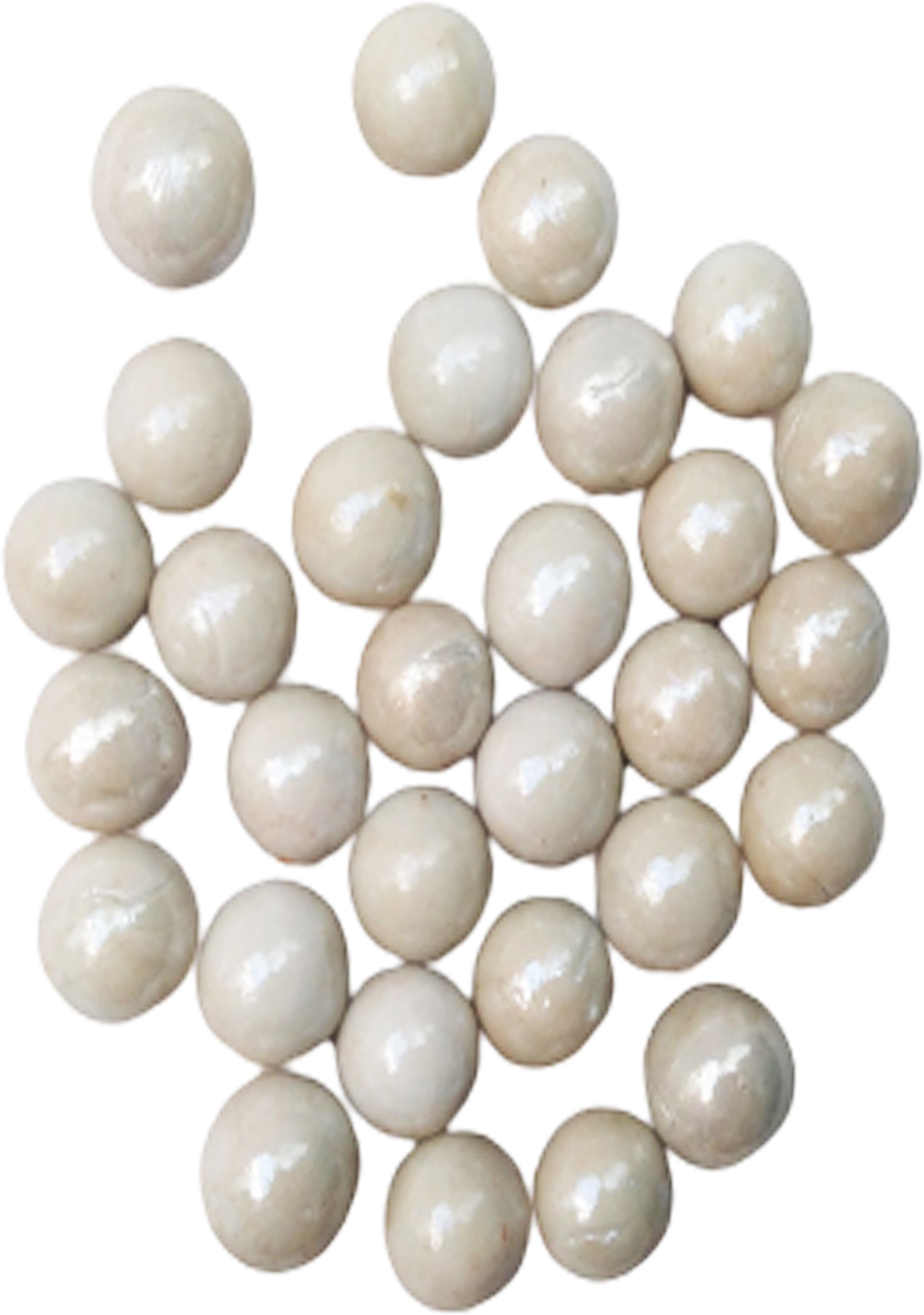 30_Pcs White Colour Kanche Glass Marble Ball Glass Pabbles Ball
