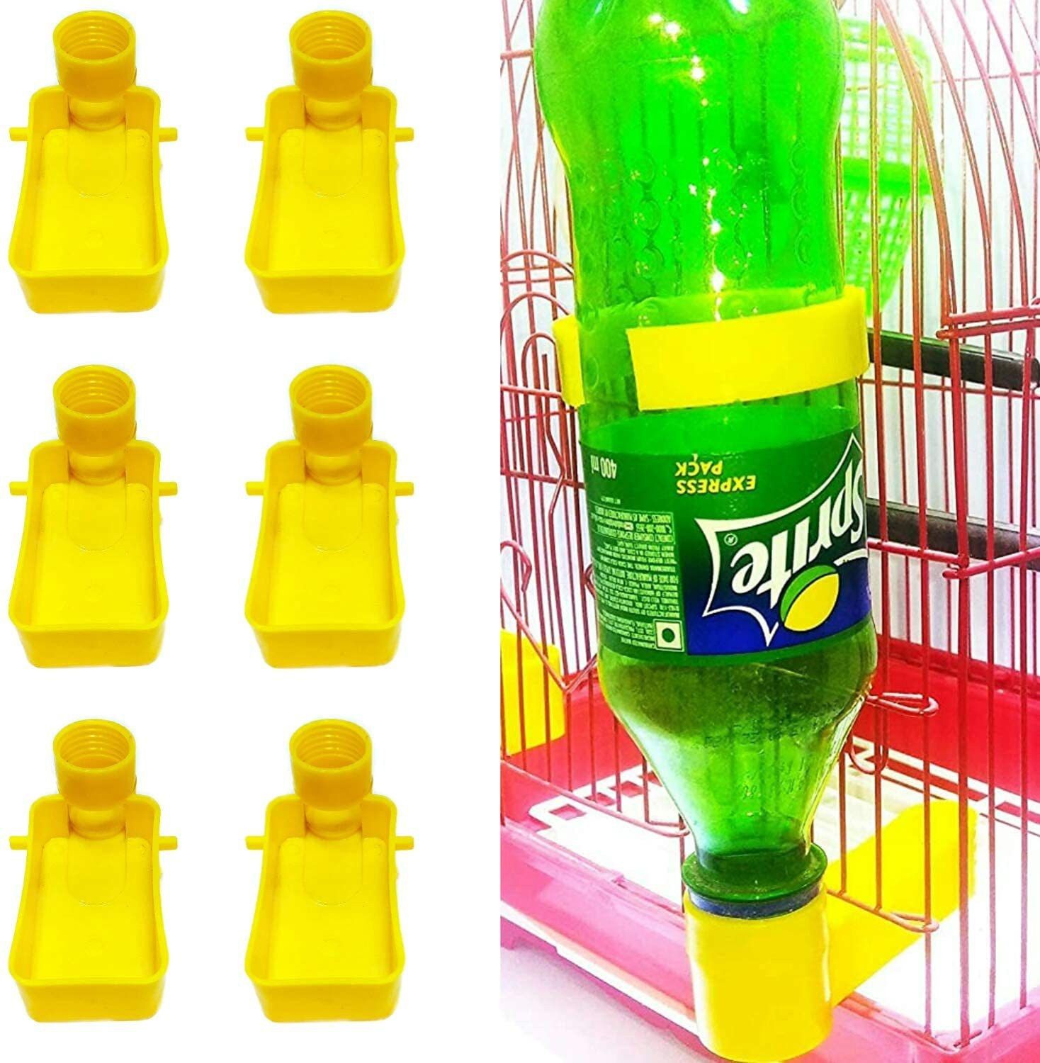 vayinato Bird Cage Food Feeder (Pack of 6) Fit for Any Bottle (Yellow) Caged Bird Feeder-picture-28