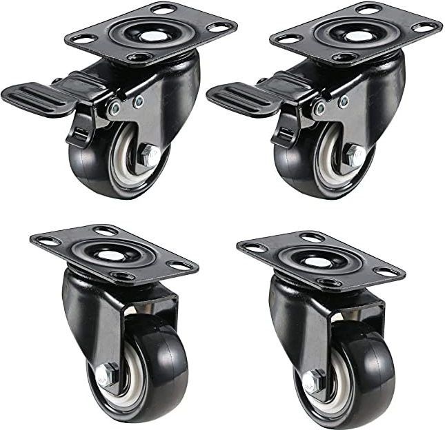 hkey 2" 50MM Heavy Duty Wheels Soft rubber Swivel Caster (2 with Brakes & 2 Without) Braking and Locking Furniture Caster-picture-18