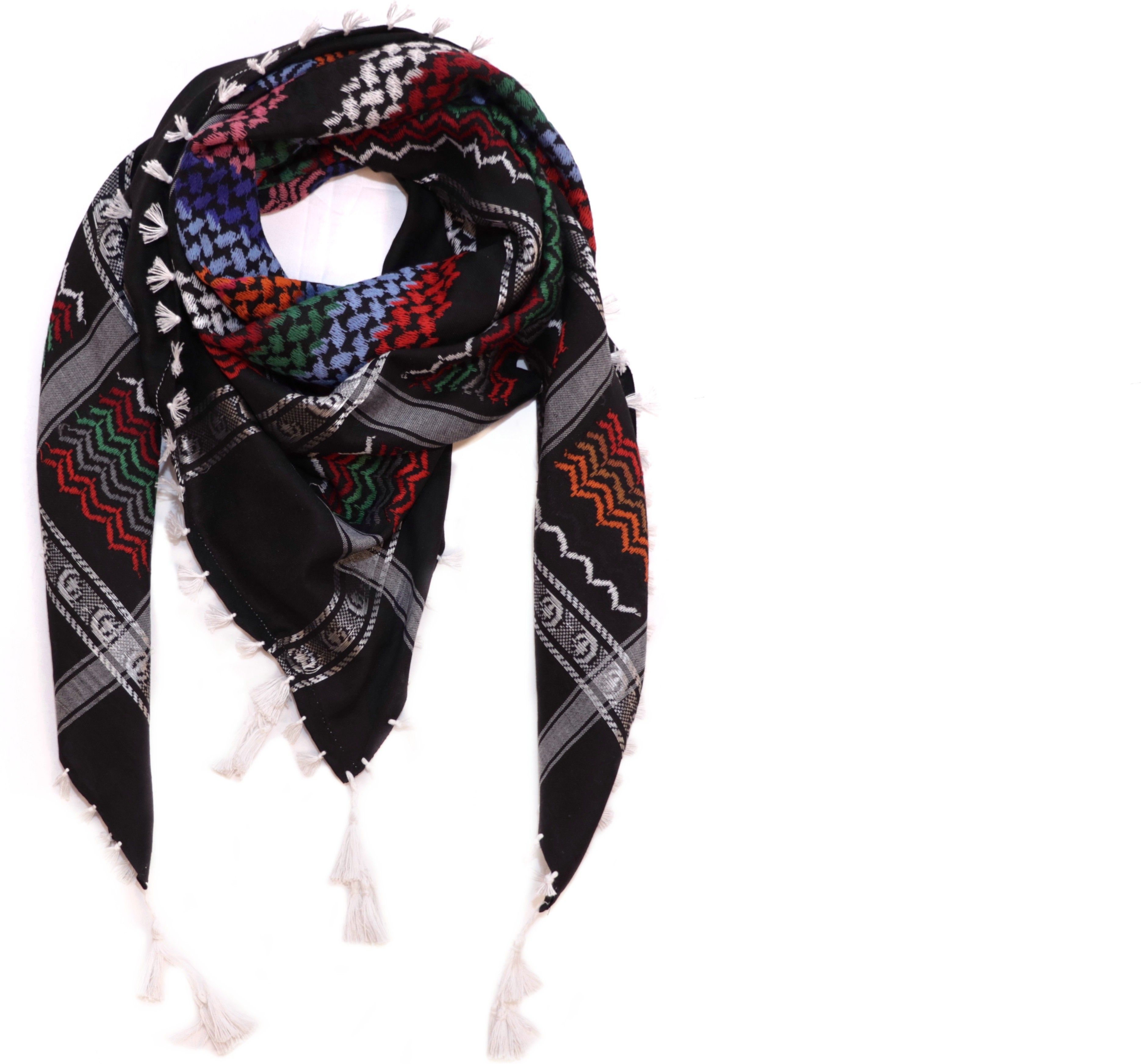 Woven Cotton Blend Men Black Scarf