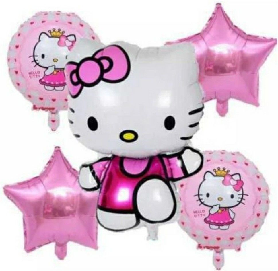flipzone Kitty Theme foil Balloons (Pink, Pack of 5) Airwalker (Pink, Pack of 5)-picture-14