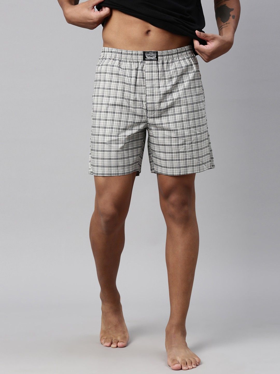levi's Side Pockets, Tag Free Comfort & Smartskin Technology Style# 024 Woven Cotton Checkered Men Boxer-picture-28