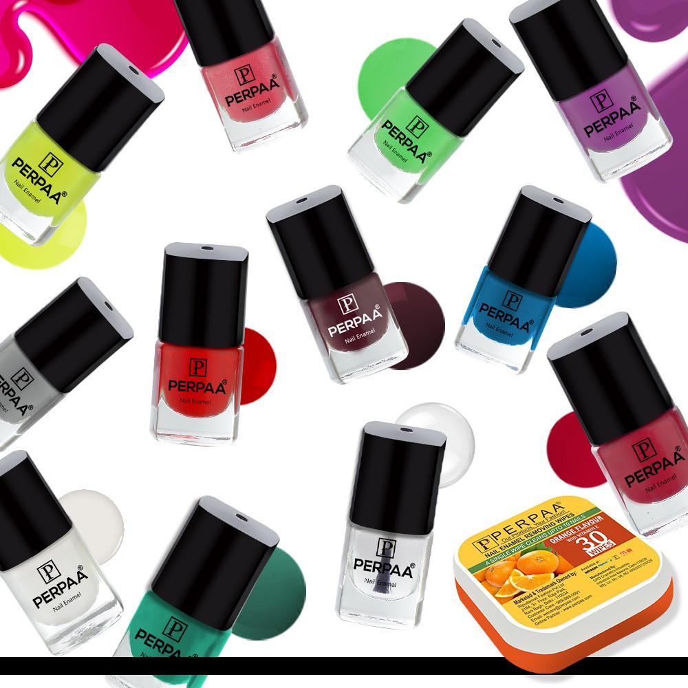 perpaa Trendy Quick-drying, Long-Lasting Gel Based Nail Polish Set of 12 Pcs 5ml each x 12 Pcs, MultiColor Combo (FREE NAIL WIPES) image 1