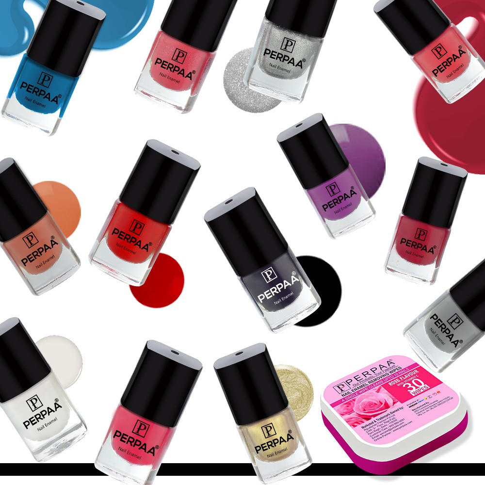 perpaa Trendy Quick-drying, Long-Lasting Gel Based Nail Polish Set of 12 Pcs 5ml each x 12 Pcs, MultiColor Combo image 1