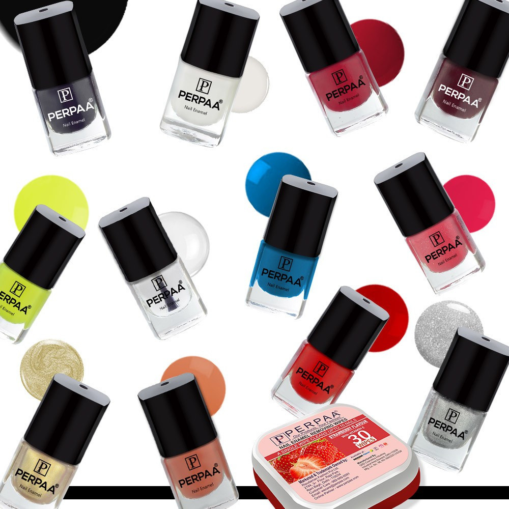 perpaa Trendy Quick-drying, Long-Lasting Gel Based Nail Polish Set of 12 Pcs 5ml each x 12 Pcs, MultiColor Combo image 1