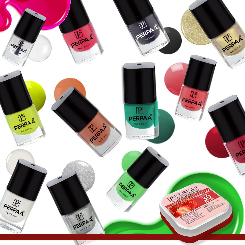 perpaa Trendy Quick-drying, Long-Lasting Gel Based Nail Polish Set of 12 Pcs 5ml each x 12 Pcs, MultiColor Combo image 1