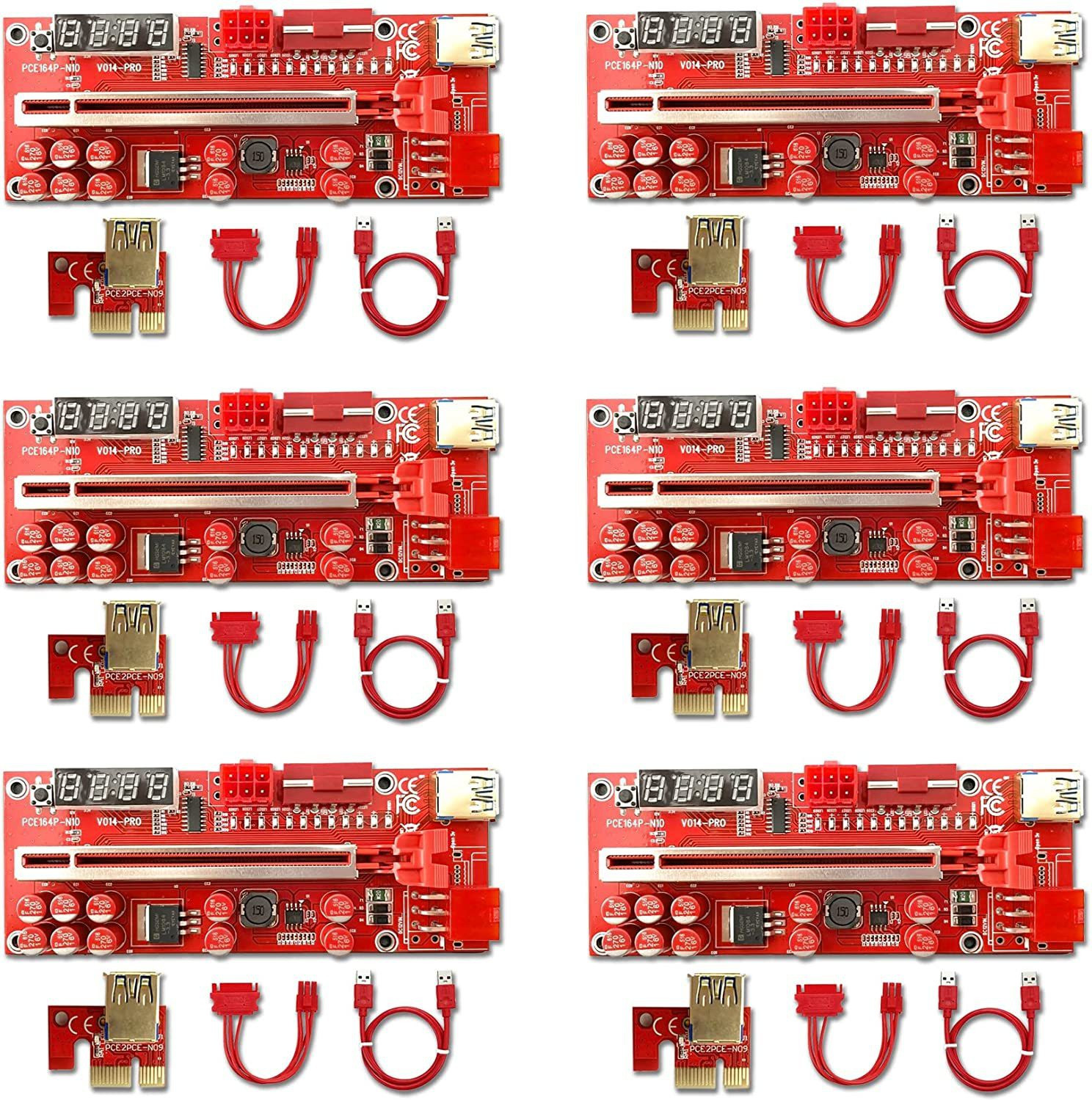 LipiWorld (Pack Of 6) VER-14Pro V014 Pro PCI-E 1X to 16X Pcie Riser Card GDDR4 16 GB NVIDIA Chipset 64 bit 120 MHz Graphics Card image 1