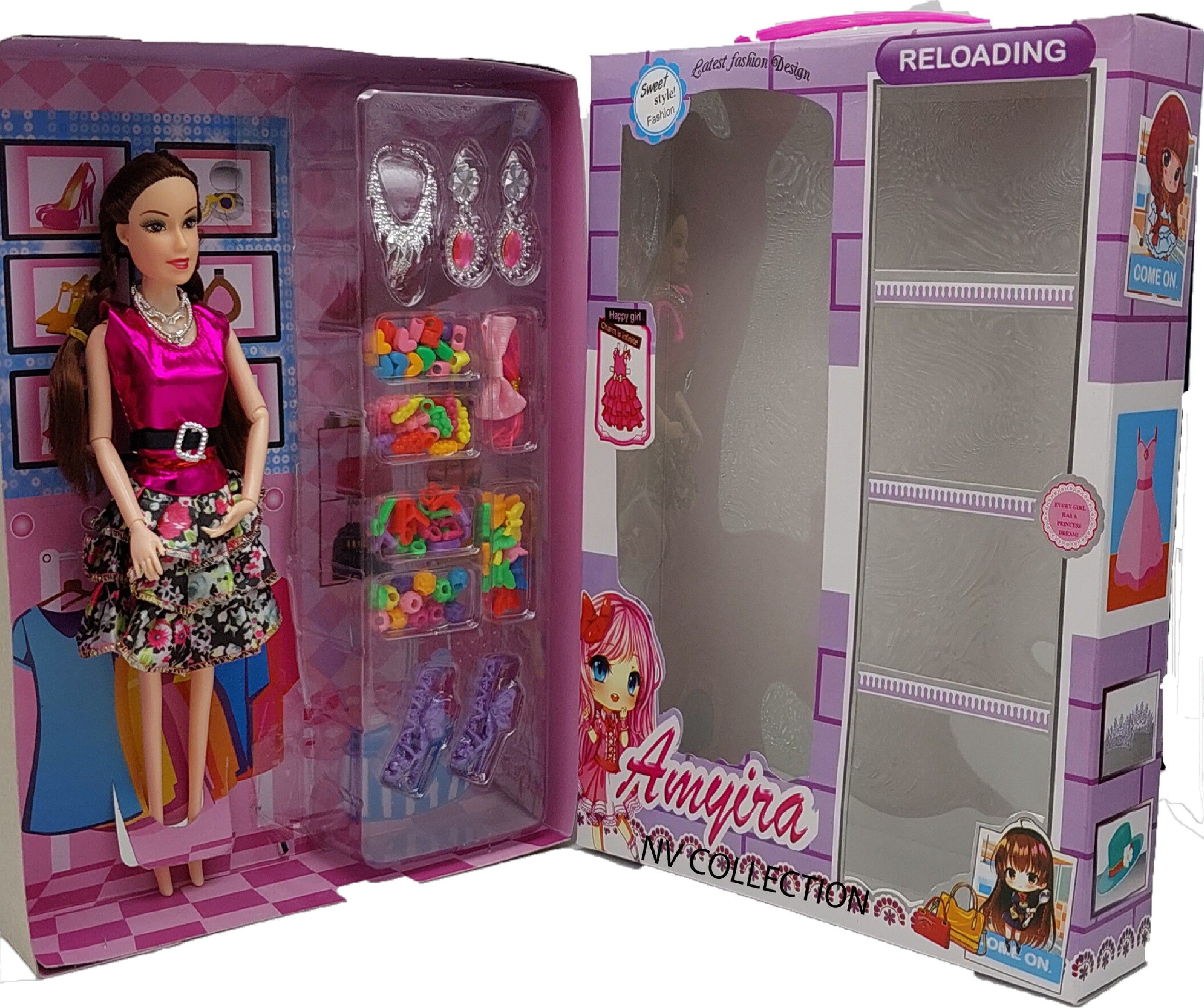 Pretty Stylish/Fashion/Doll Set with Foldable H&L with Accessories Girl's Gift-image-13