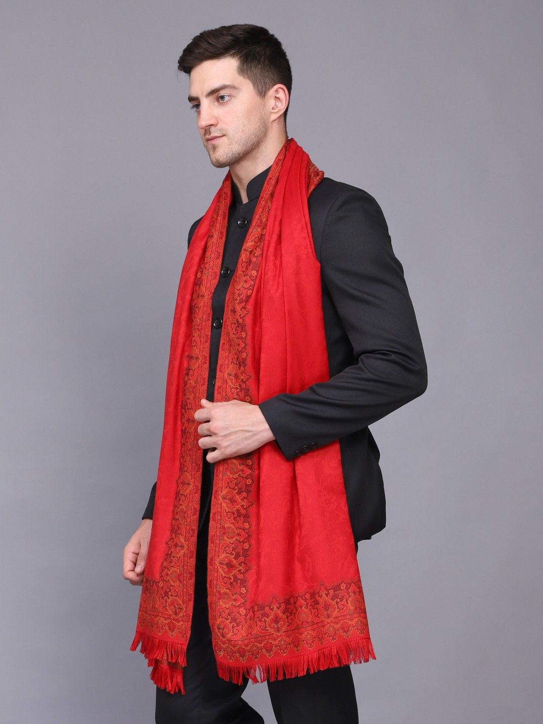 WEAVERS VILLA Polyester Wool Blend Woven Men Shawl-picture-16