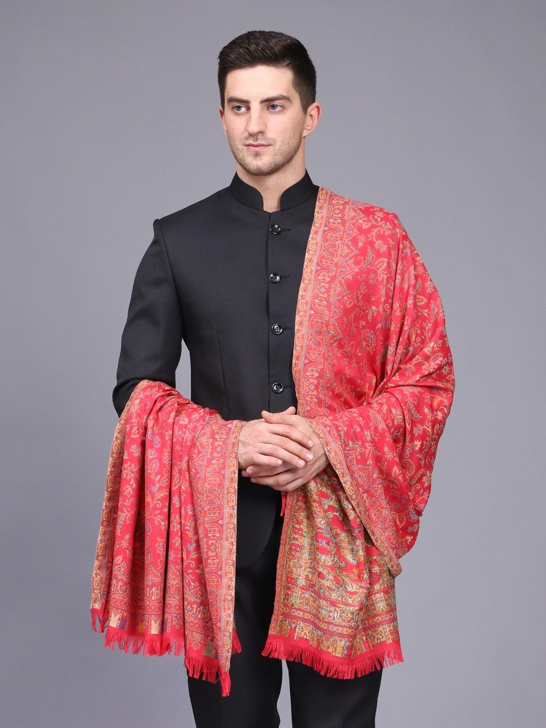 WEAVERS VILLA Polyester Wool Blend Woven Men Shawl-picture-17