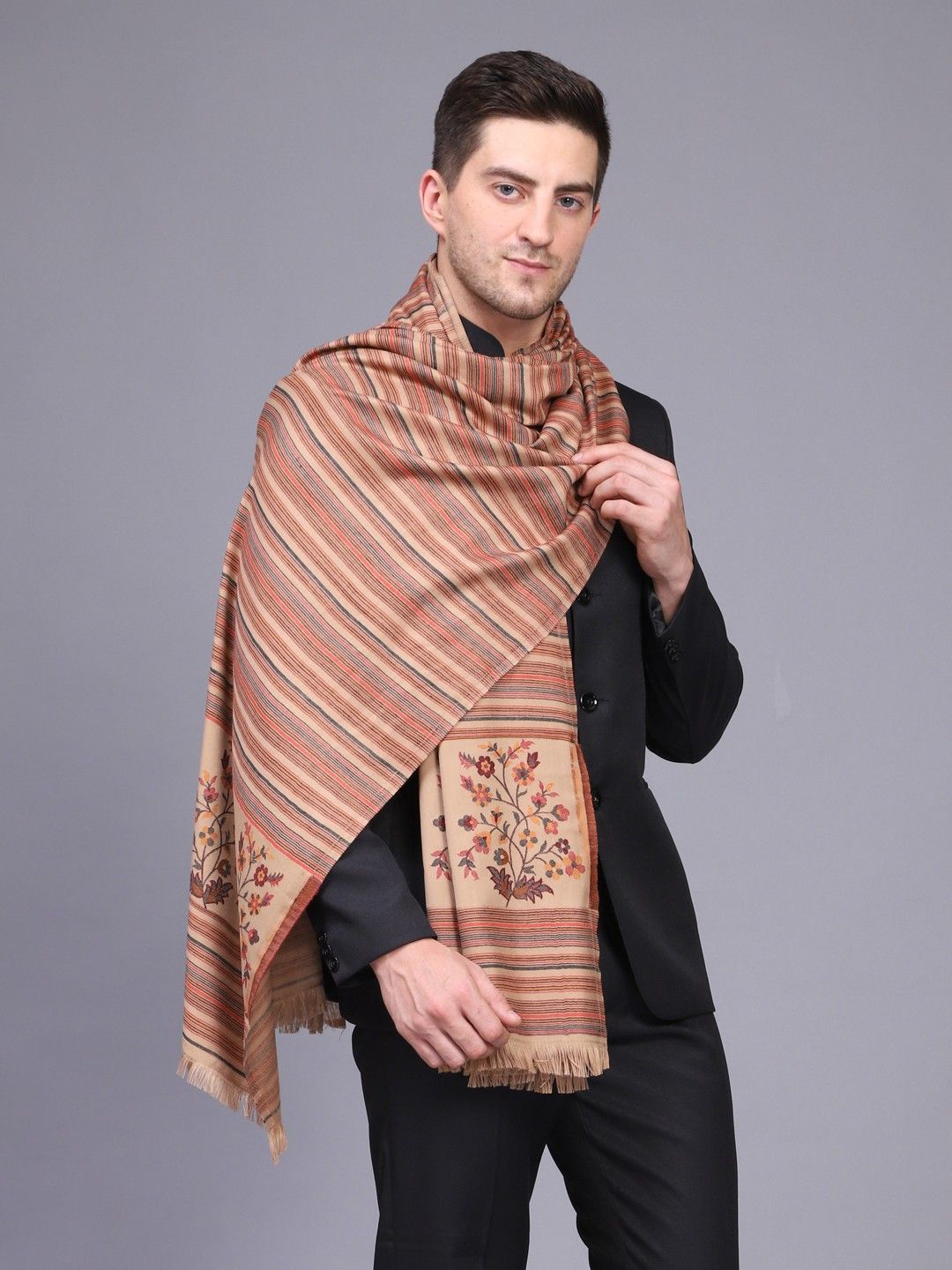 WEAVERS VILLA Acrylic, Wool Woven Men Shawl-image-48