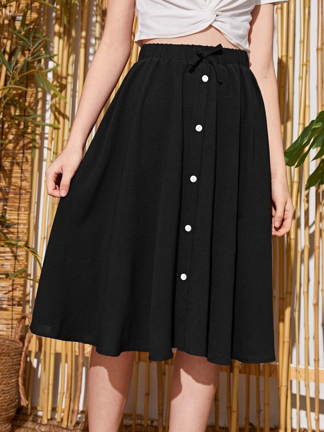 kp trend Women Self Design Flared Black Skirt-picture-10