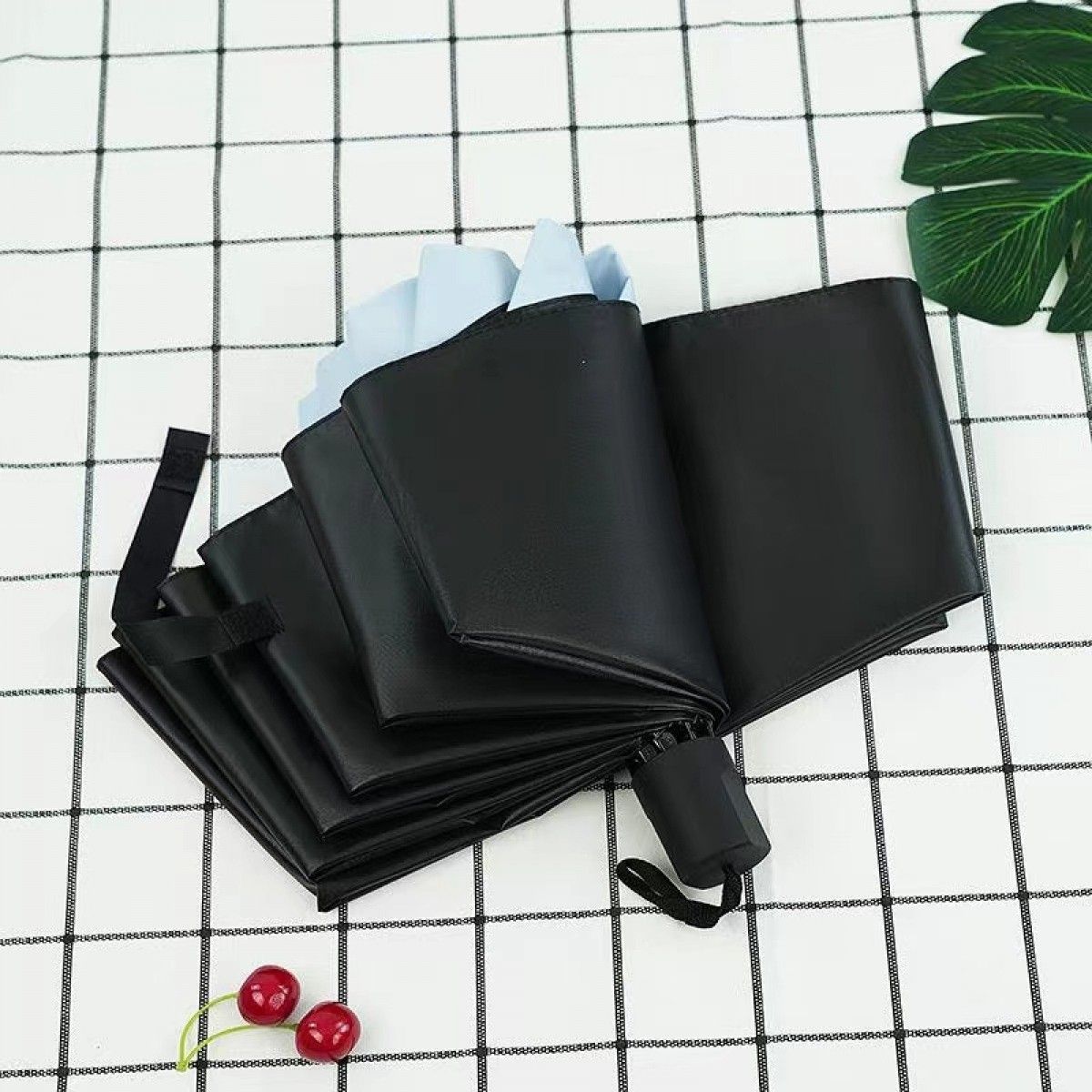 kekemi 3 Fold Automatic Plain Flower Print Umbrella-picture-13