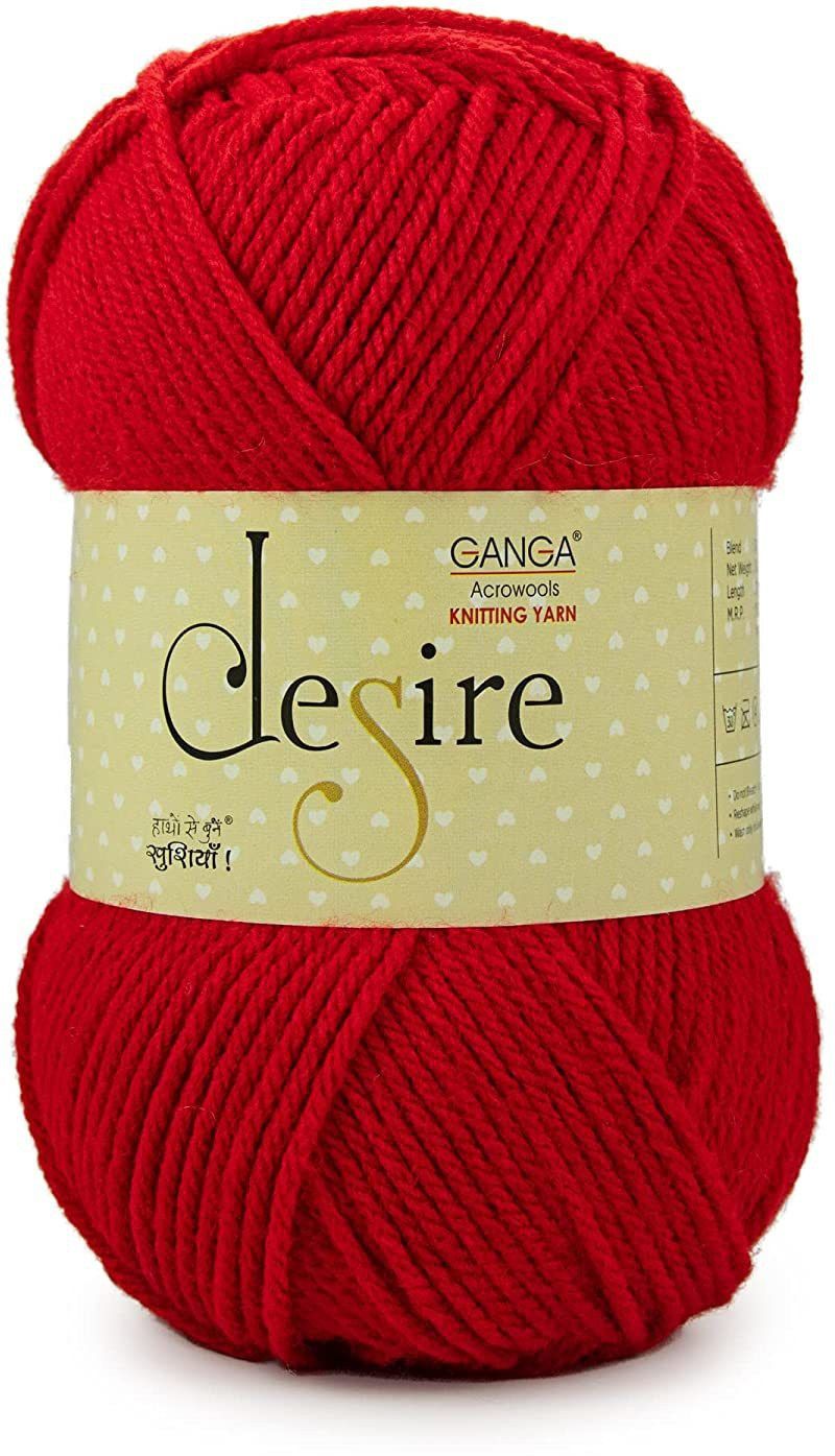 ganga Desire Hand Knitting and Crochet yarn (Red) (200gms)-picture-26