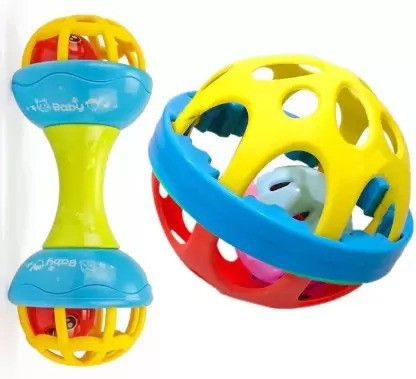 PACK OF 2 BEST QUALITY BIG SIZE RATTLE BALL AND DUMBBELLS FOR KIDS RATTLES Rattle-image-14