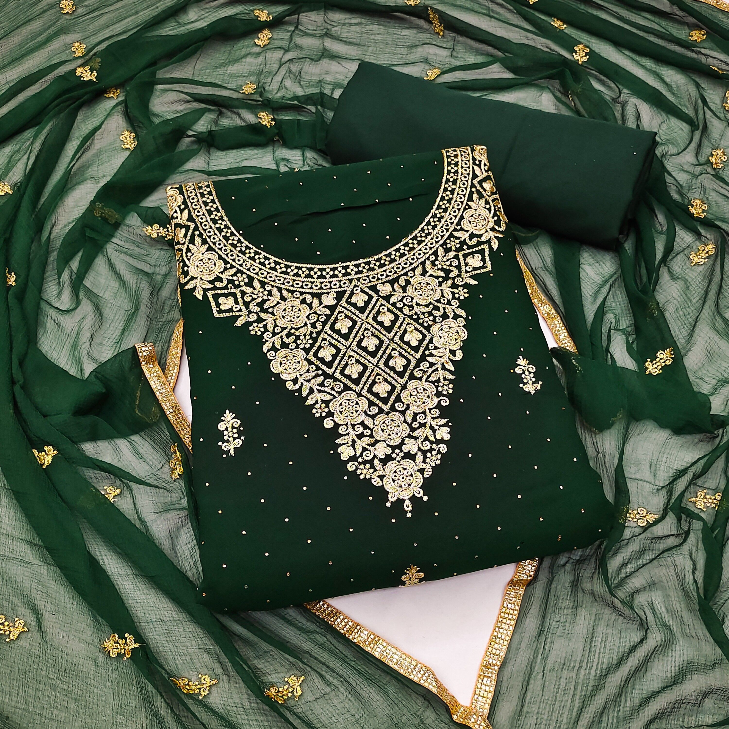 Unstitched Georgette Salwar Suit Material Embroidered-image-8