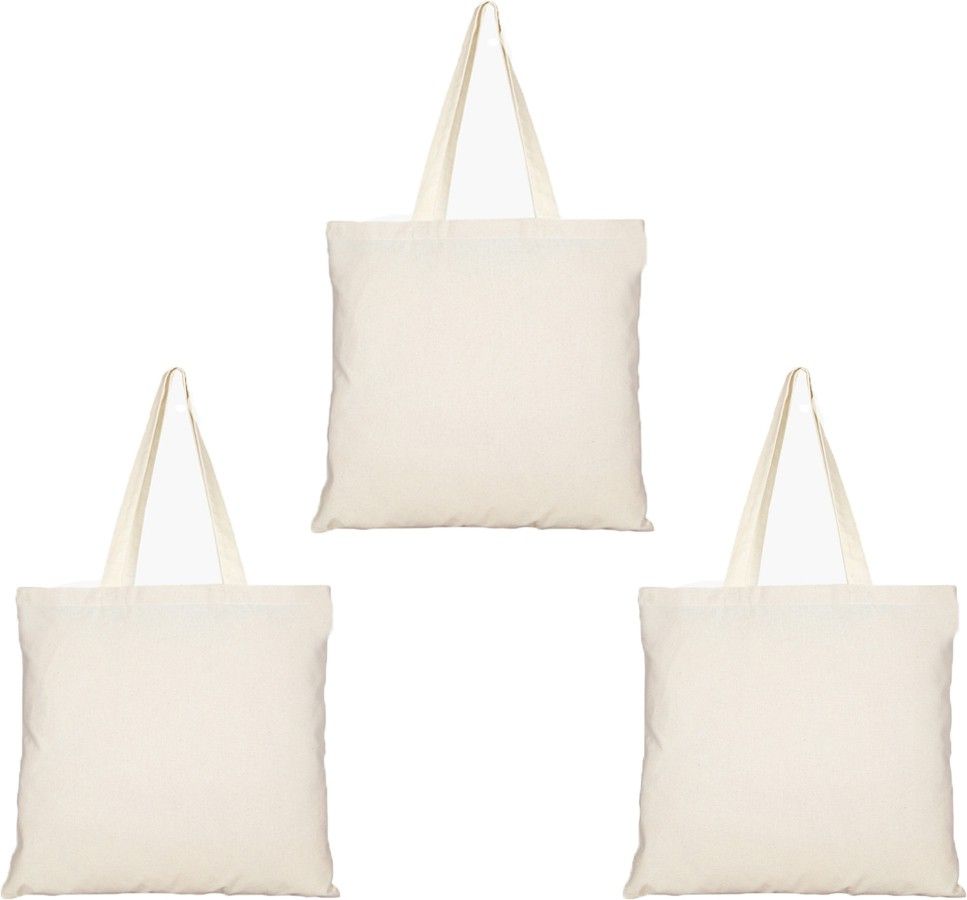 Cotton Tote Bag Plain - Reusable 100% Eco-Friendly- Natural Pack of 3 Grocery Bags-image-29