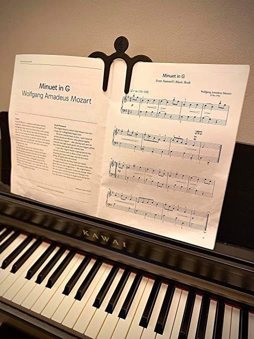 3D Printed Music Book Stand Hanger Clip (Black PLA Plastic)