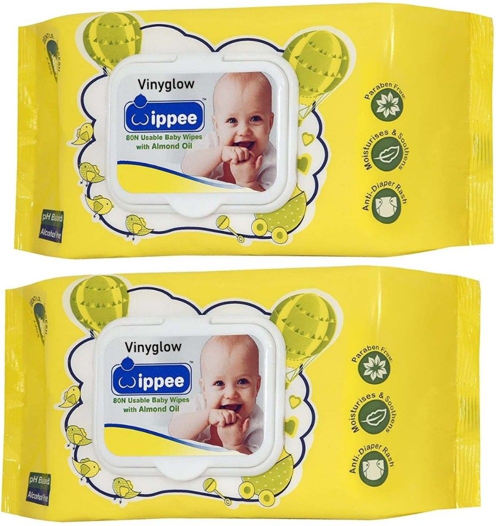 vinyglow WIPPEE 80N USABLE BABY WIPES WITH ALMOND OIL PACK OF 2 Wipe Warmer-picture-15