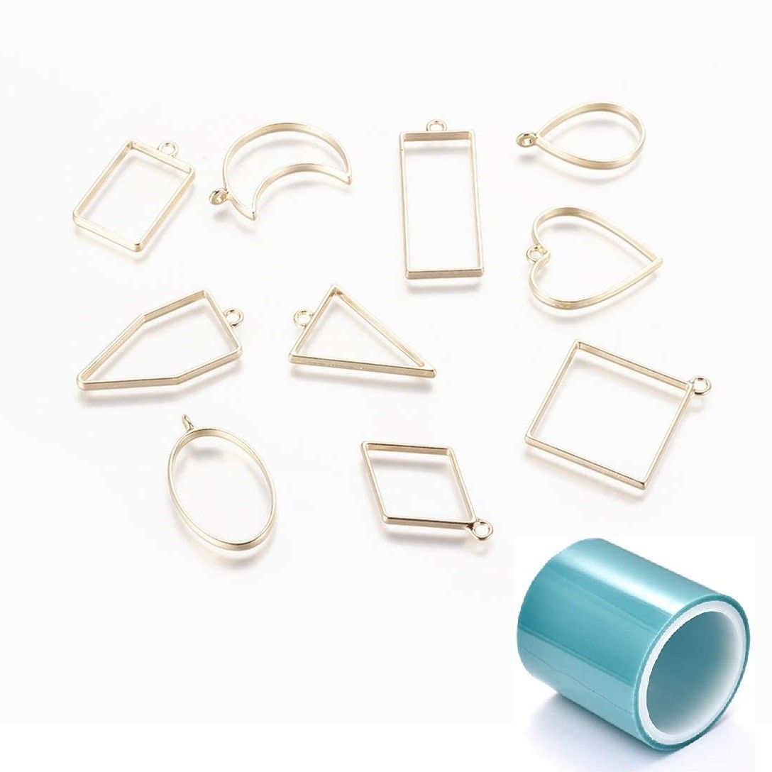 10PCS Open Gold Bezel Charms Pendants with 1pc UV Tape RA4441-image-35