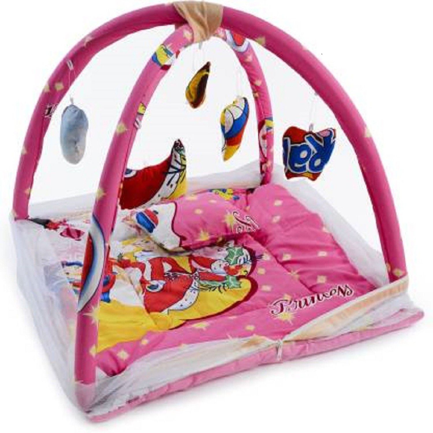 odelee Cotton Infants Washable Bedding Set with Foldable Mattress, Mosquito Net and Pillow Pink princess Mosquito Net-picture-36