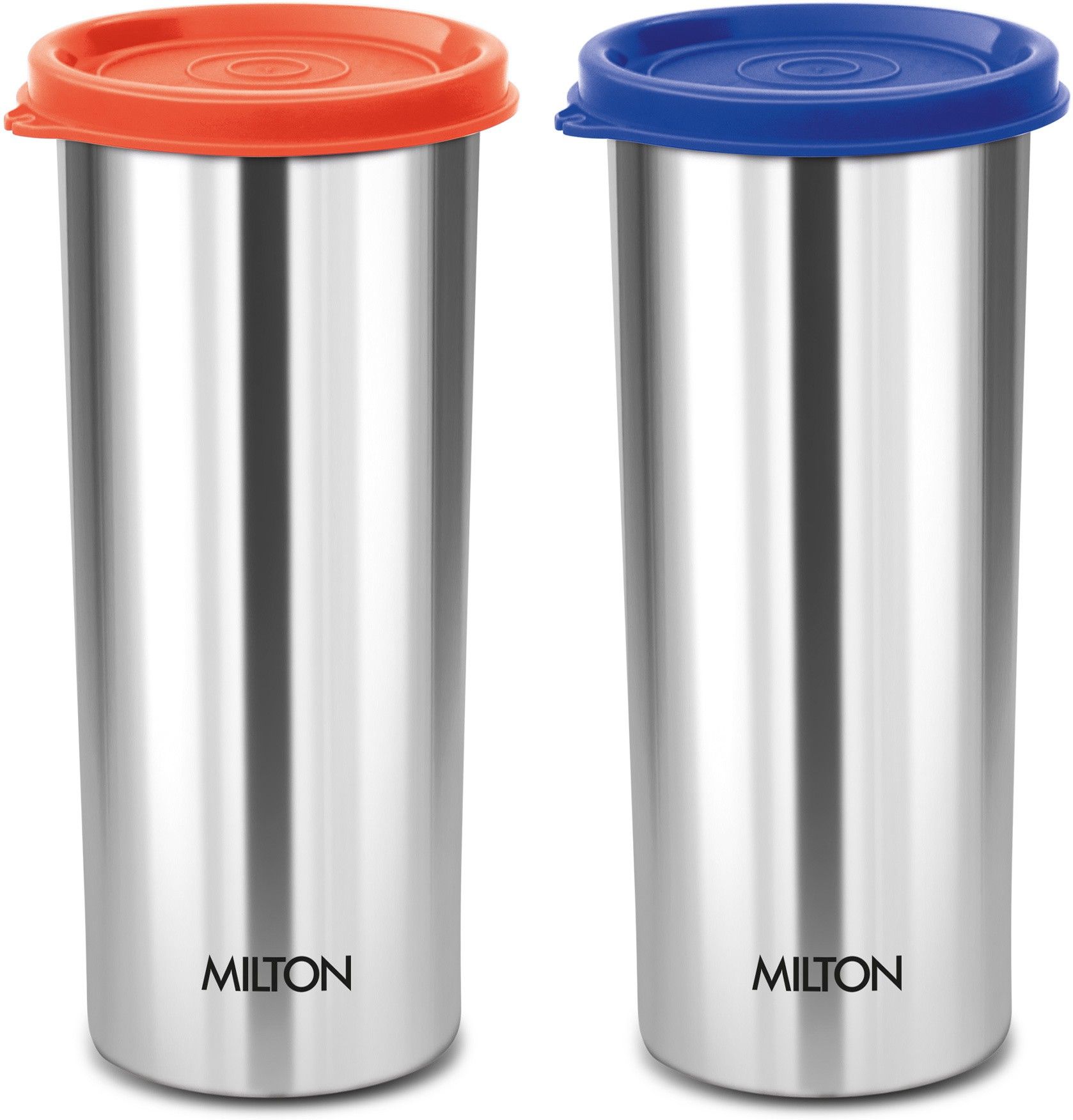(Pack of 2) Stainless Steel Tumbler with Lid Set of 2, 530 ml Each (Lid May Vary) Glass Set Water/Juice Glass