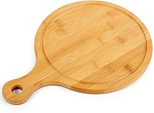 shoppershub pnq Bamboo Wood Based Round Pizza Bat Serving Plate Size - 20 cm Wooden Cake Server-picture-47