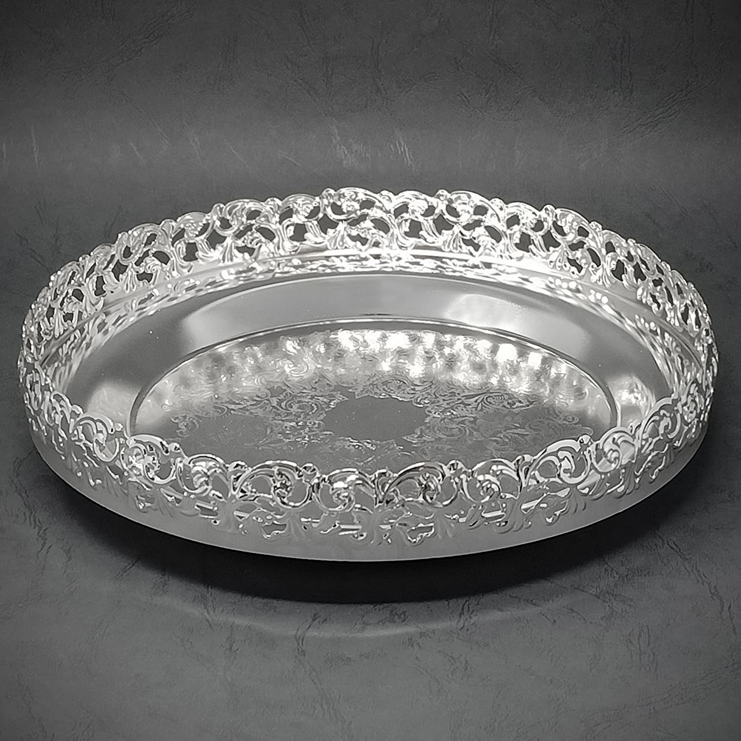 German Silver Cutwork Tray for Decoration Diwali Wedding House Warming Gift Silver Plated Decorative Platter-image-37