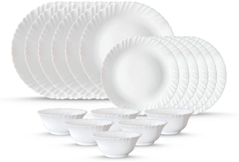 Pack of 18 Opalware Made in UAE 100% Bone ash Free White (Freezer Safe, Microwave Safe) Dinner Set-image-18