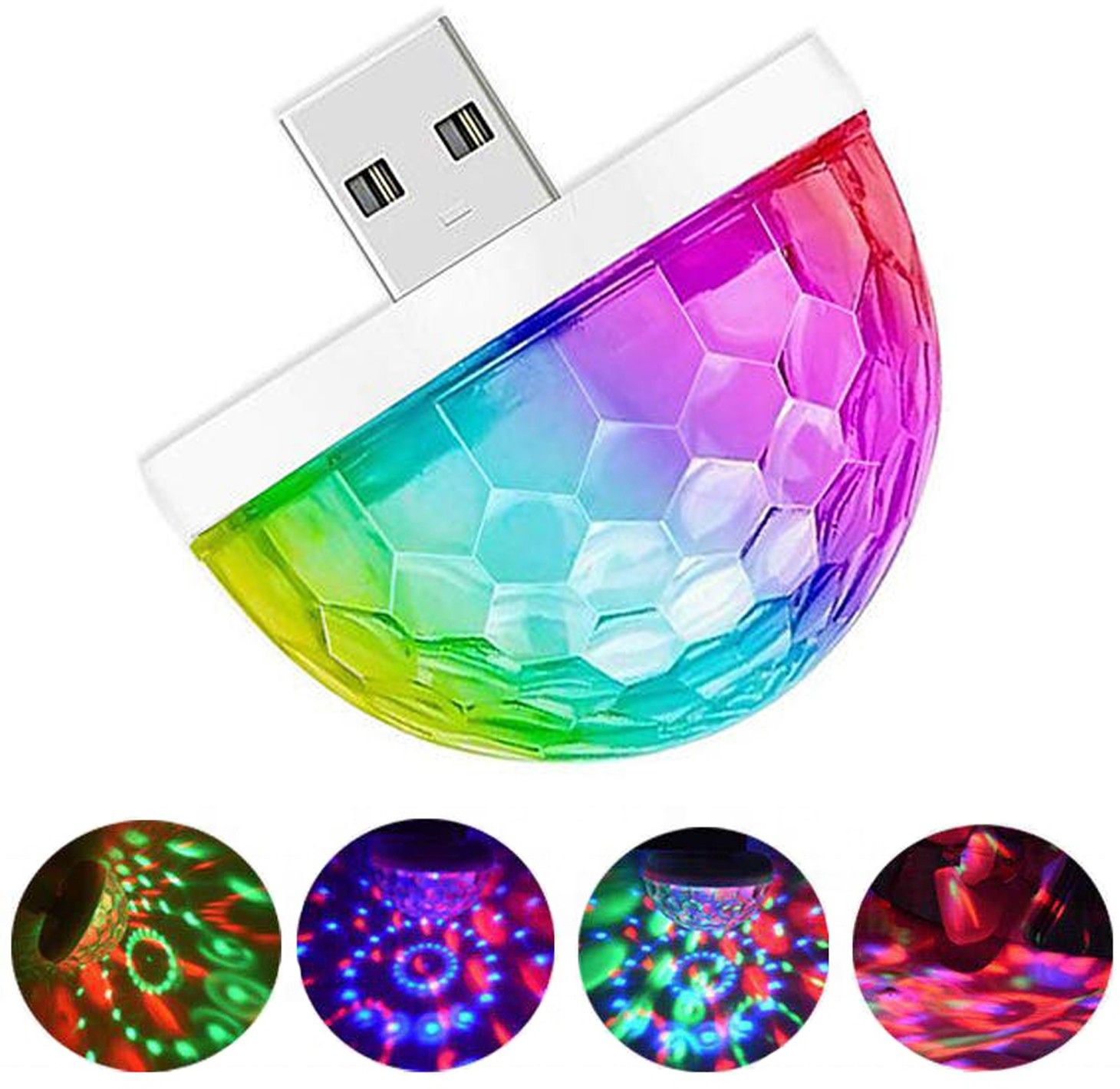 Multicolor USB Operate Plug & Play Disco Projection Light USB LED Light for Home Single Disco Ball