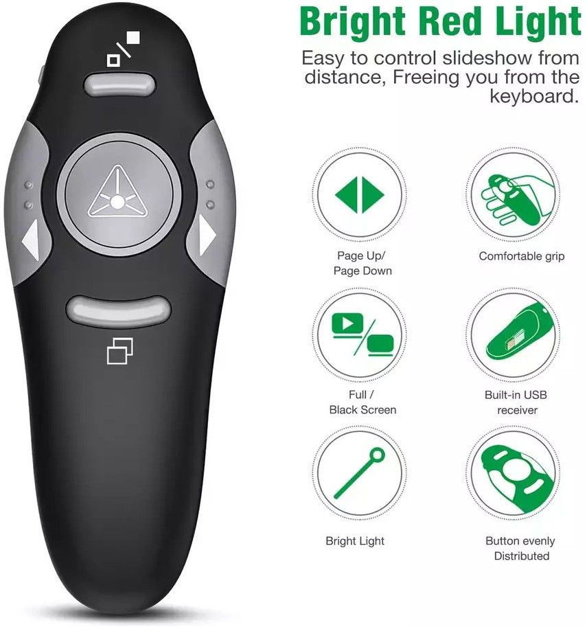 Technobyte Wireless Remote Control Pointer for PPT Presentation I Range 15m I 2.4 Ghz WLPS-01 Presenter-picture-30