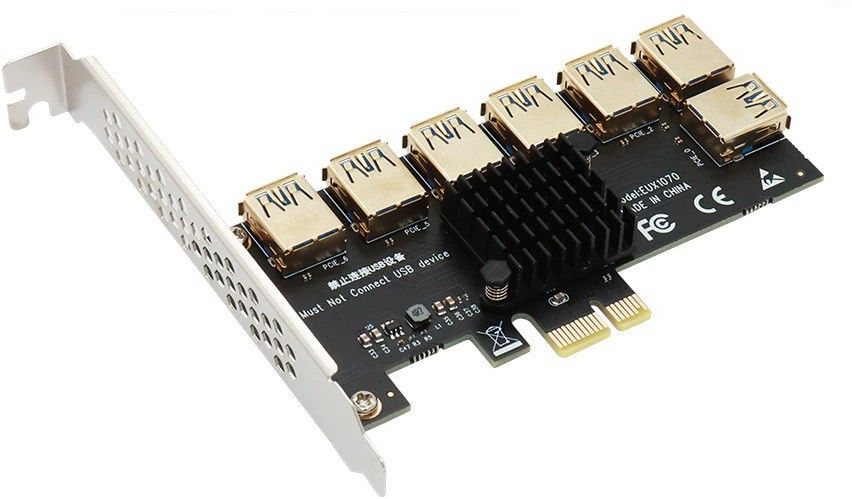 microware PCI-E 1 to 7 Riser Card Riser Heat Sink Converter for Video Card BTC Mining GDDR6X 1 GB NVIDIA Chipset 64 bit 1 MHz Graphics Card-image-44