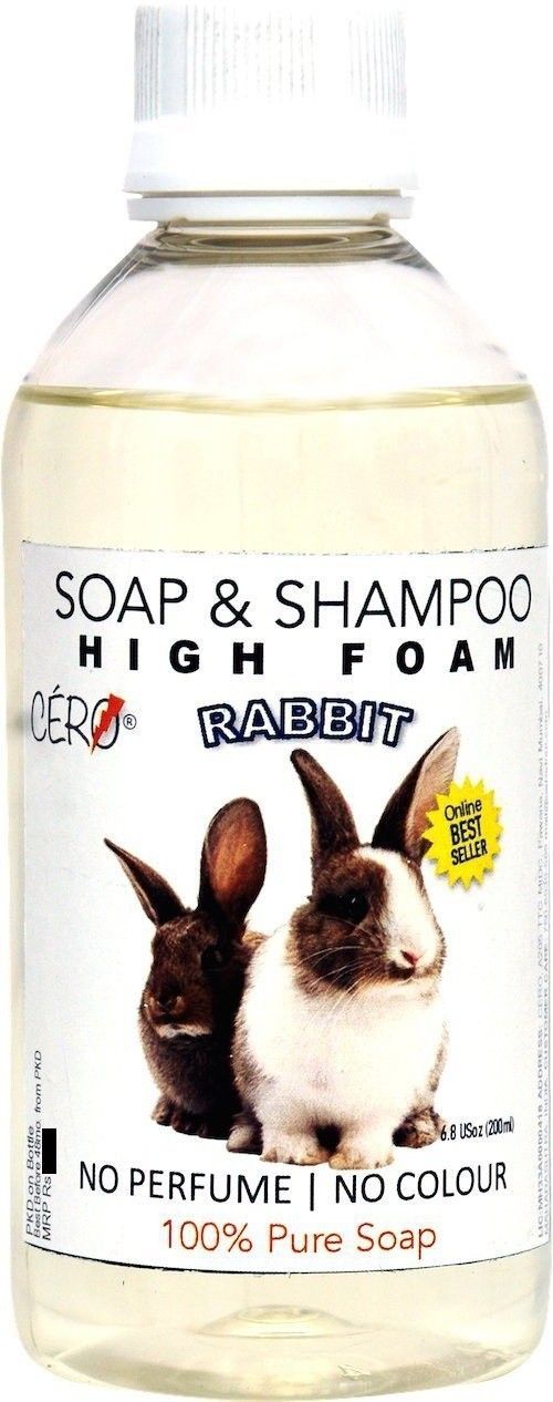 CERO High Foam Shampoo for RABBIT, NO Perfume | NO Colour, 100% Pure Soap (200ml) Anti-dandruff, Flea and Tick, Hypoallergenic, Whitening and Color Enhancing, Allergy Relief, Anti-parasitic, Conditioning, Anti-fungal, Anti-microbial, Anti-itching NA Rabbit Shampoo-image-9