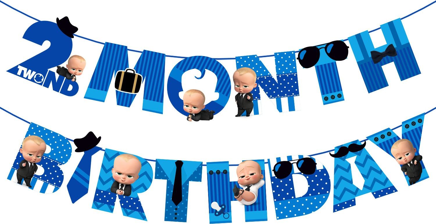 zyozi Boss Baby 2nd Month Birthday Banner for Boys Boss Baby Party Decoration Banner Banner-picture-23