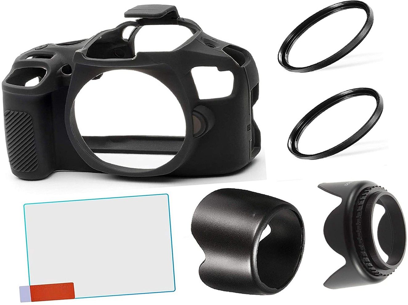FND Camera Case, Hood, Filter Replacement Canon DSLR (1300D 18-55MM is II & 55-250MMLens Hood-image-44