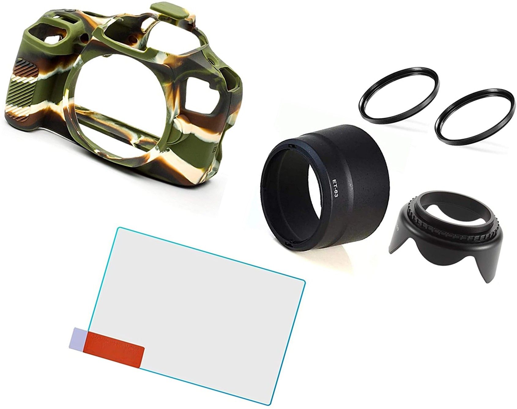 FND Camera Case Hood Filter Kit for Canon DSLR 200D 18-55MM is STM & 55-250MM is STMLens Hood-picture-19