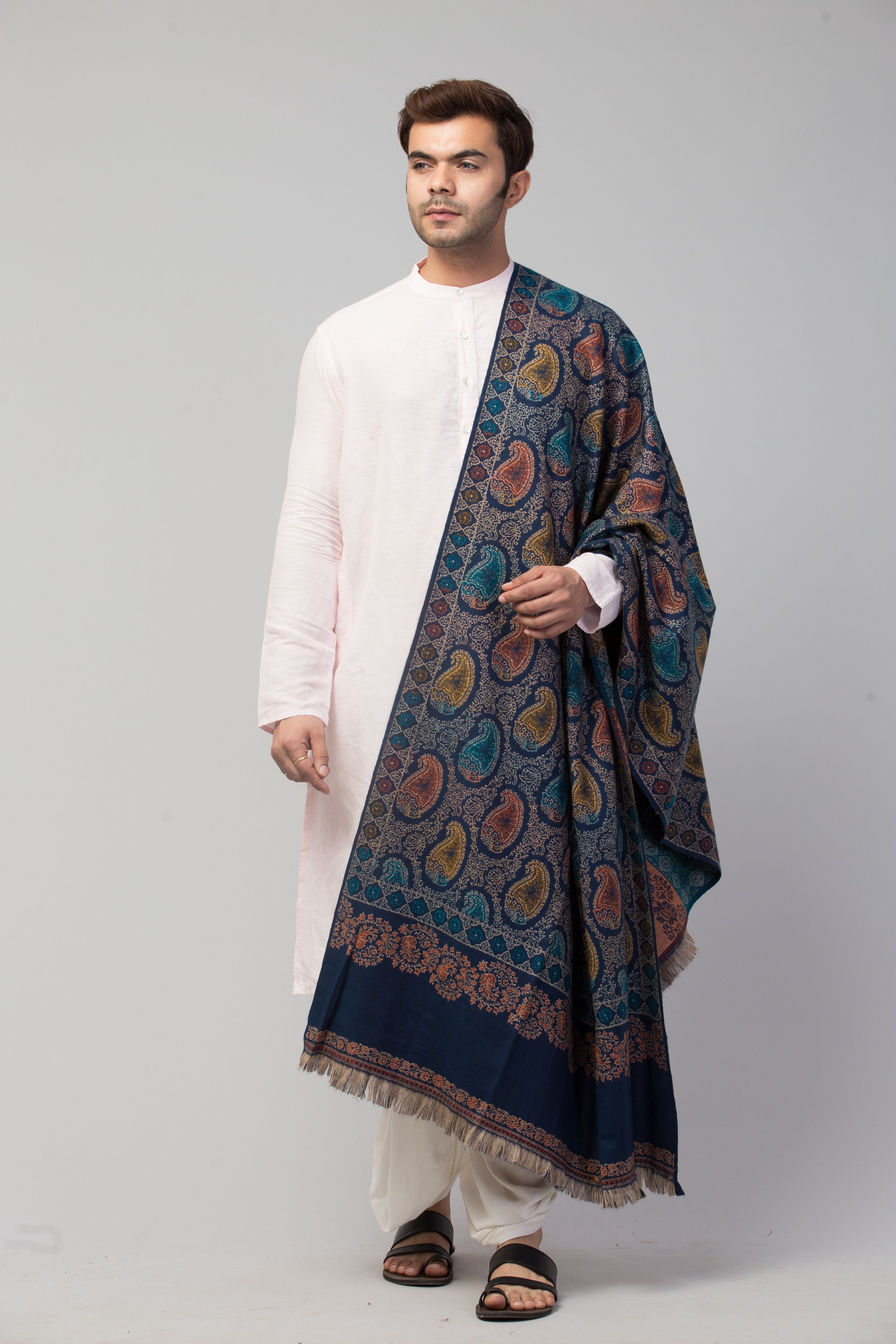 Tweedle Acrylic Self Design Men Shawl-picture-28