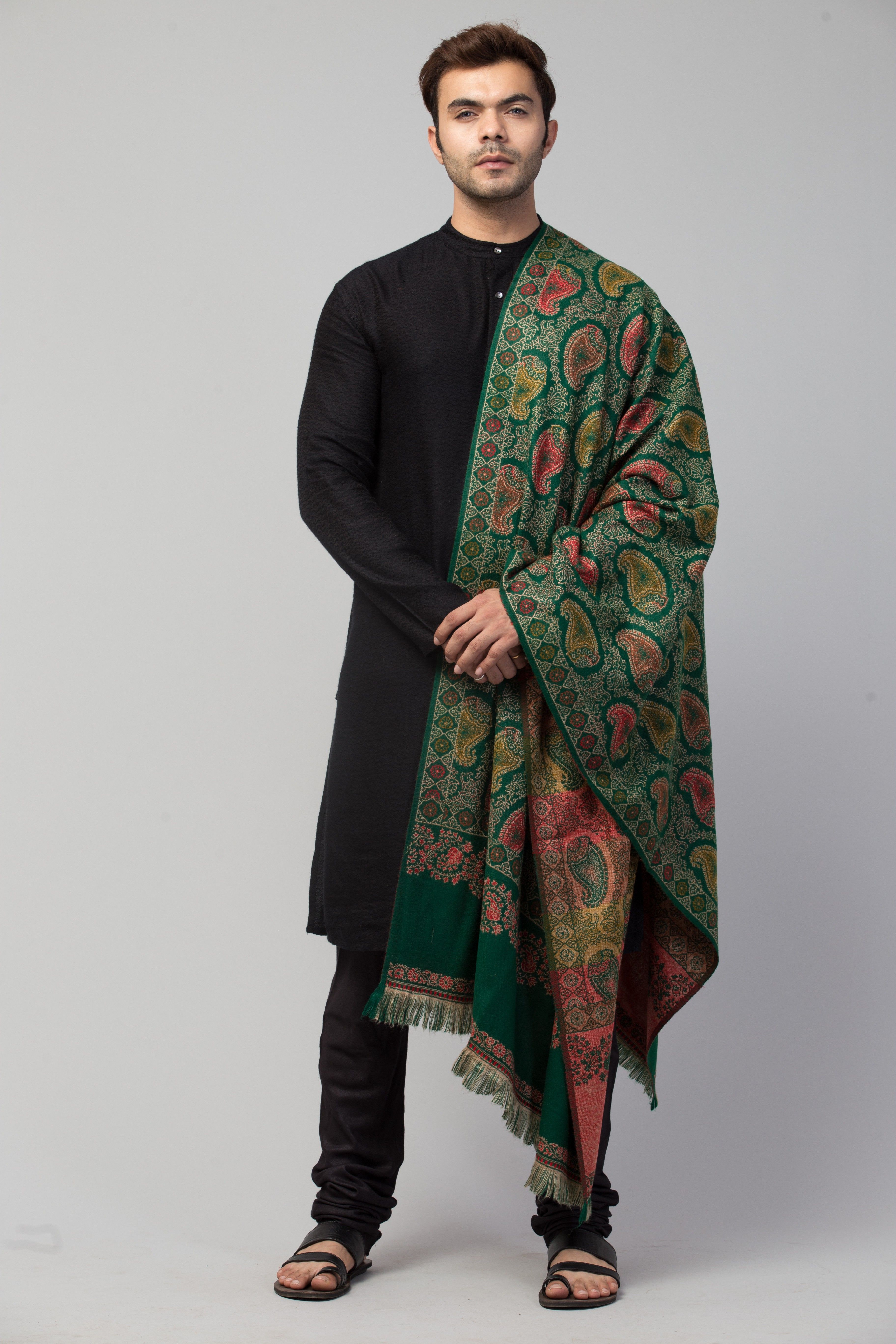 Tweedle Acrylic Self Design Men Shawl-image-34