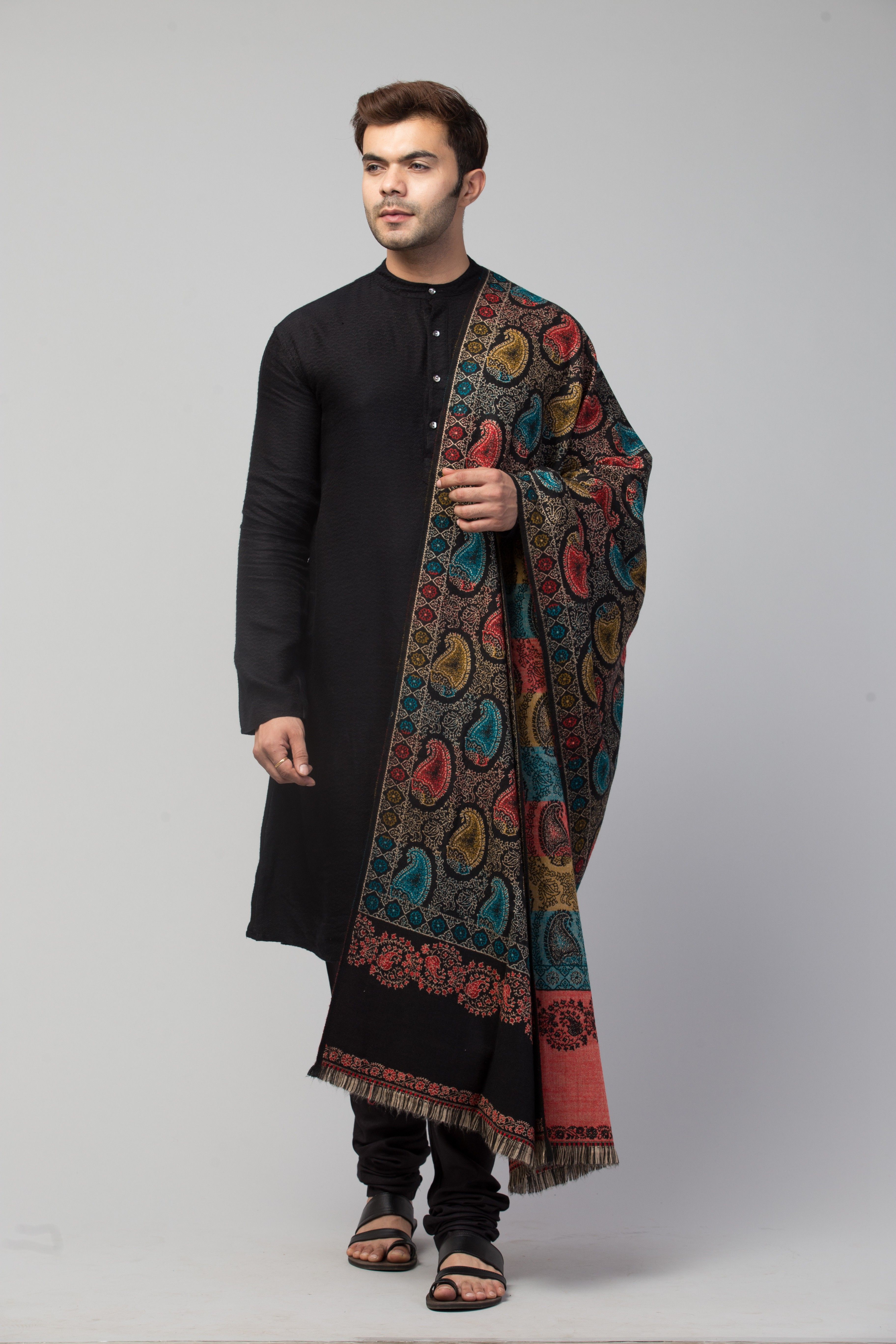 Tweedle Acrylic Self Design Men Shawl-image-33