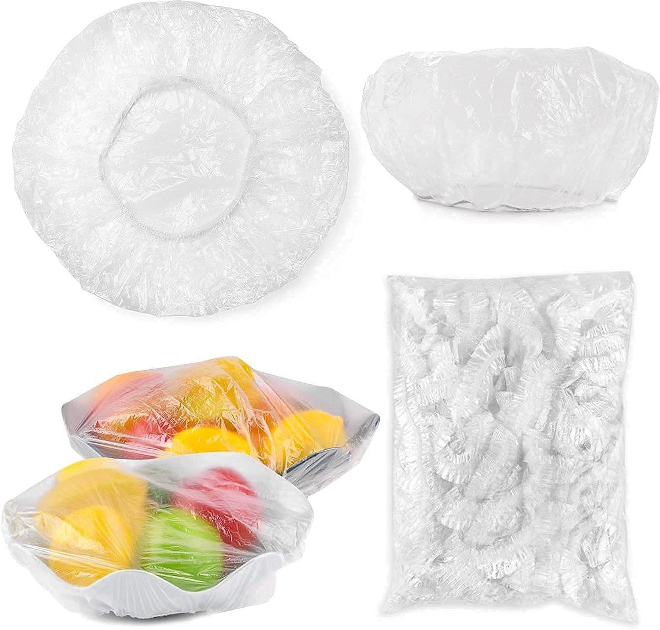 100 pcs Elastic Plastic Food Storage Covers, Food Wrap Caps 7 inch Lid