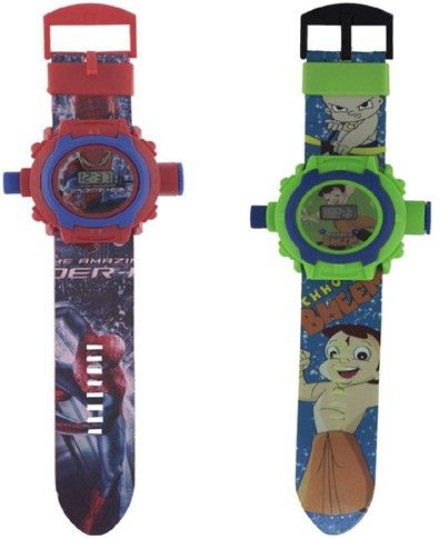 COMBO SPIDERMAN AND CHOTA BHEEM 24 IMAGE PROJECTOR WATCH PACK OF - 2