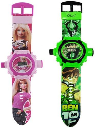 COMBO BARBIE AND BEN 10 24 IMAGE PROJECTOR WATCH PACK OF - 2