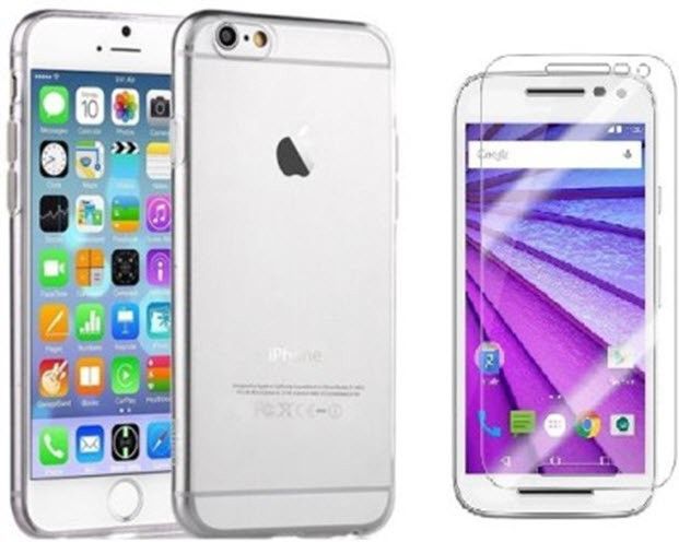 Aspir Apple iPhone 6s Plus Hard Transparent Back Cover & Tempered Glass Accessory Combo-image-39