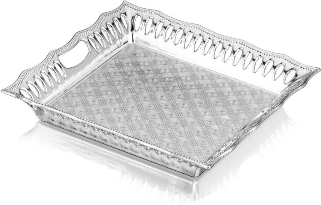 Parker Traditional Plastic Silver Multipurpose Decorative Tray