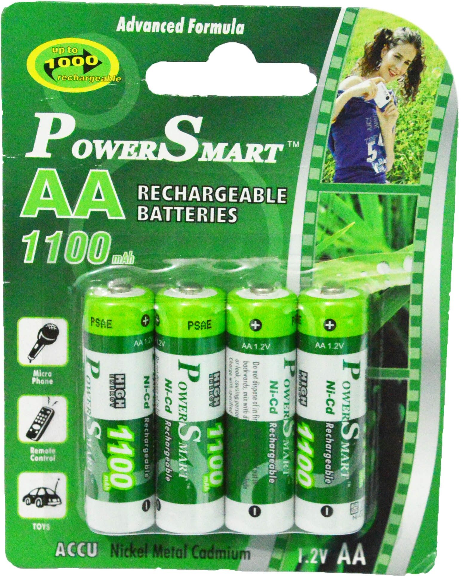 1100mAH x4 Pcs Power Smart PS 1100 Rechargable AA NiCDFor Cameras Toys Remote etcBattery-image-30