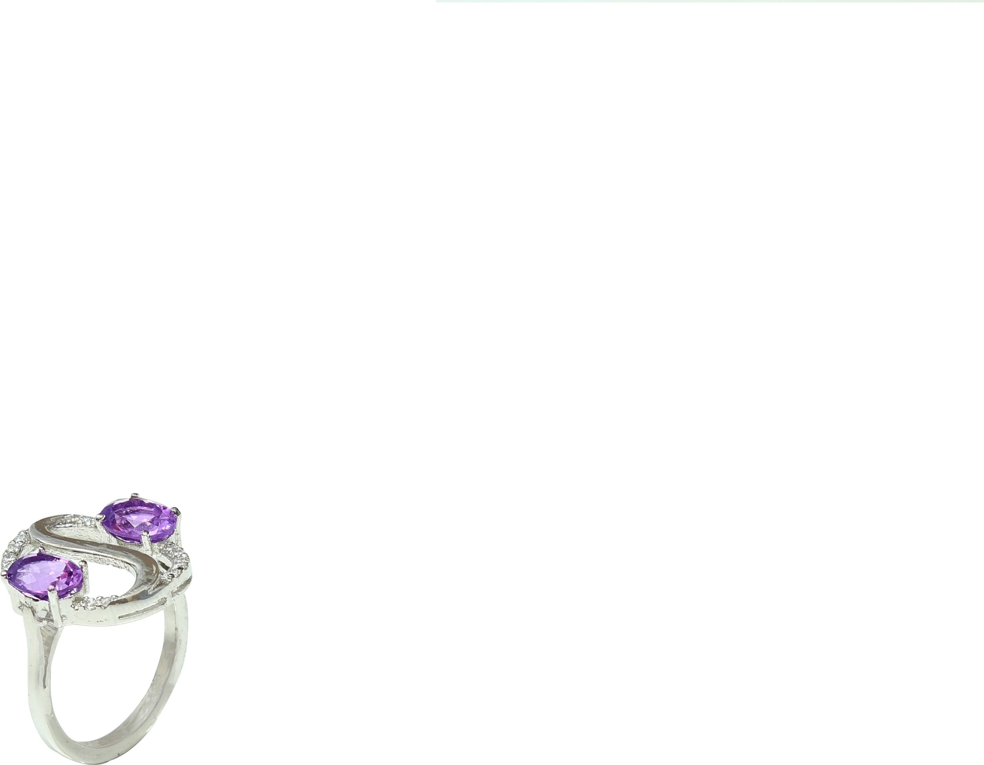 Silver Amethyst Plated Ring Silver Amethyst Silver Plated Ring-image-26