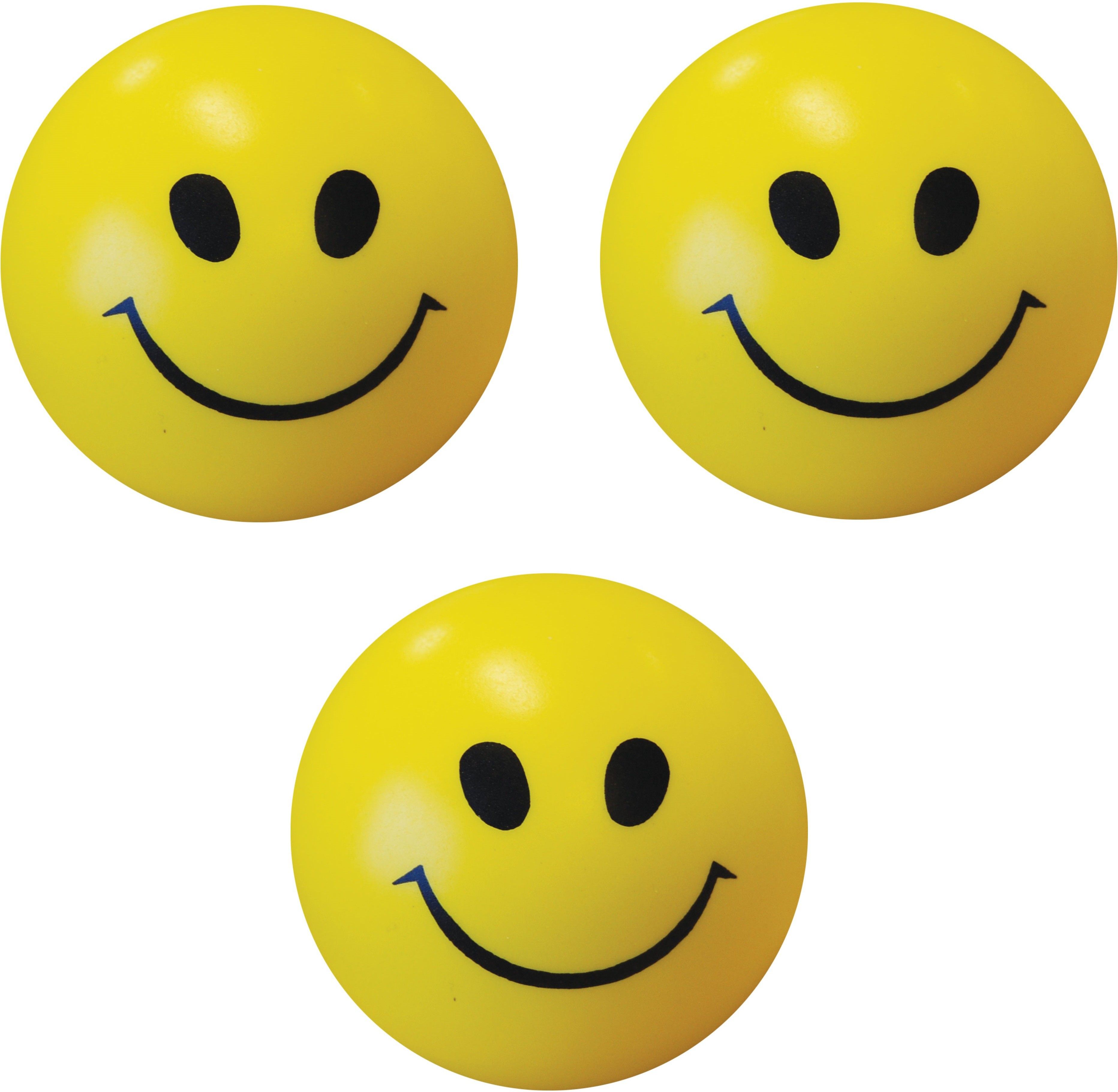 Smiley Face Squeeze Stress Ball - Set of 3- 3 inch