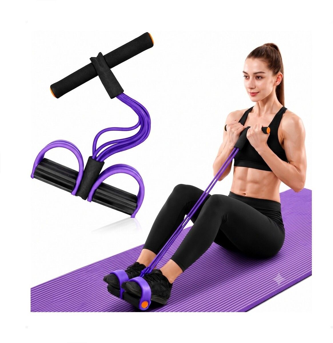 brzone Tummy Trimmer for Unisex | Yoga Pedal Puller Resistance Band | Multicolor Ab Exerciser-picture-37