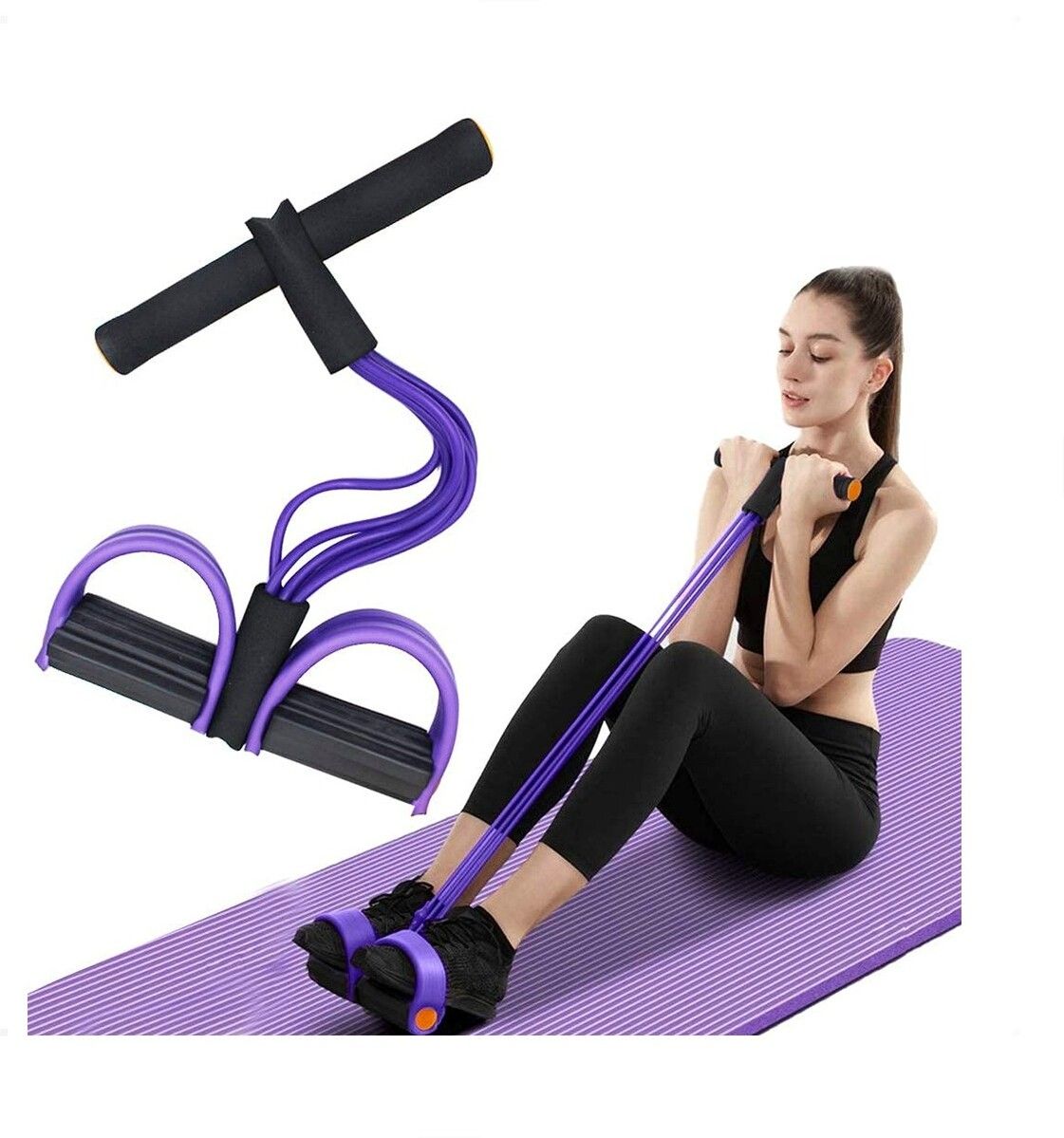 brzone Tummy Trimmer for Unisex | Yoga Pedal Puller Resistance Band | Multicolor Ab Exerciser-picture-29