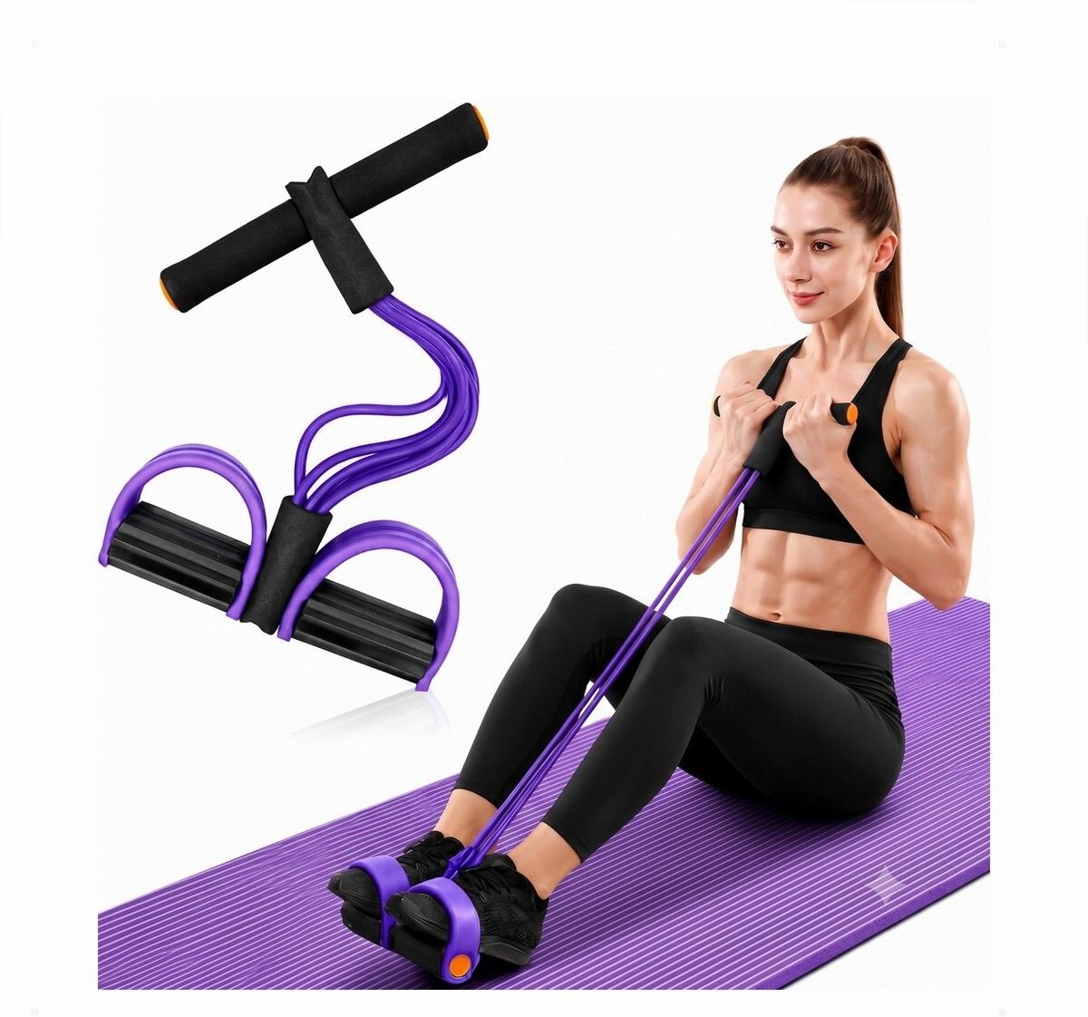brzone Tummy Trimmer for Unisex | Yoga Pedal Puller Resistance Band | Multicolor Ab Exerciser-picture-43